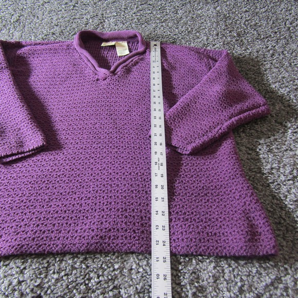Vintage St John Bay Sweater Womens L Made In USA Roll V Neck Casual Preppy - Picture 5 of 7